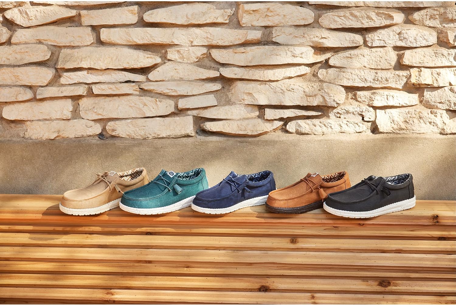 Detalle de Hey Dude Wally Washed Canvas Herren – Slip-On Schuhe im Mokassin-Stil