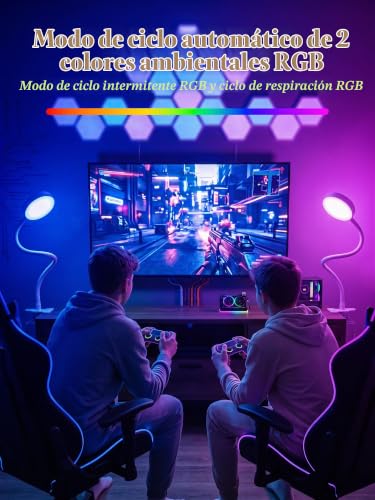 Detalle de Lámpara de Escritorio con Pinza ReinHoo: 72 LEDs, 10 colores RGB y 10 intensidades