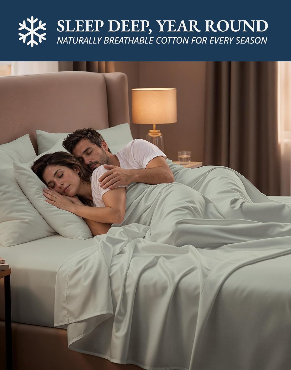 Thumbnail 6 de Lane Linen 100% Egyptian Cotton California King Bed Sheet Set (16" Deep Pocket) — Mineral