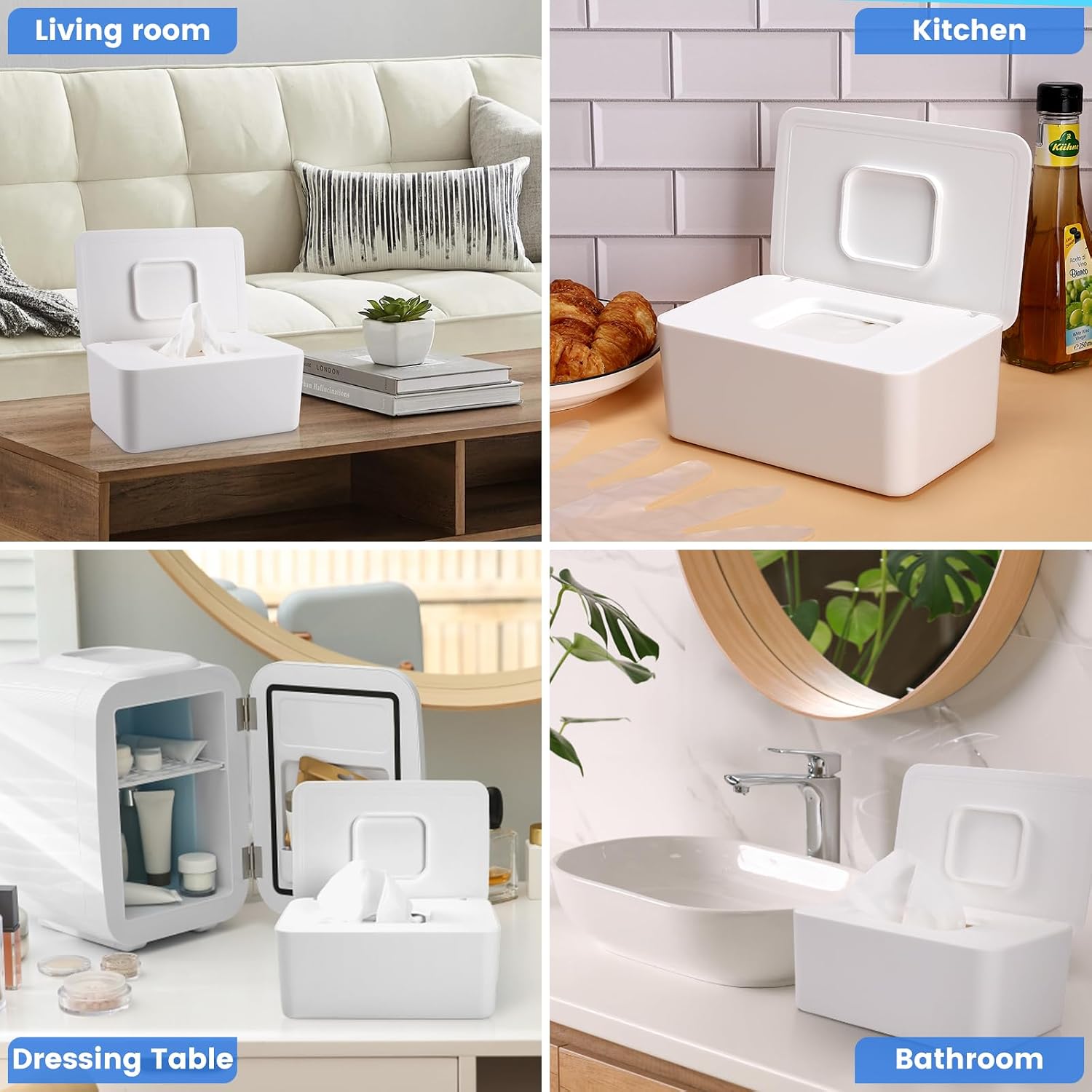 Detalle 2 de Lijroavy QLH7002 Baby Wipes Dispenser, White Refillable Holder with Sealing Lid