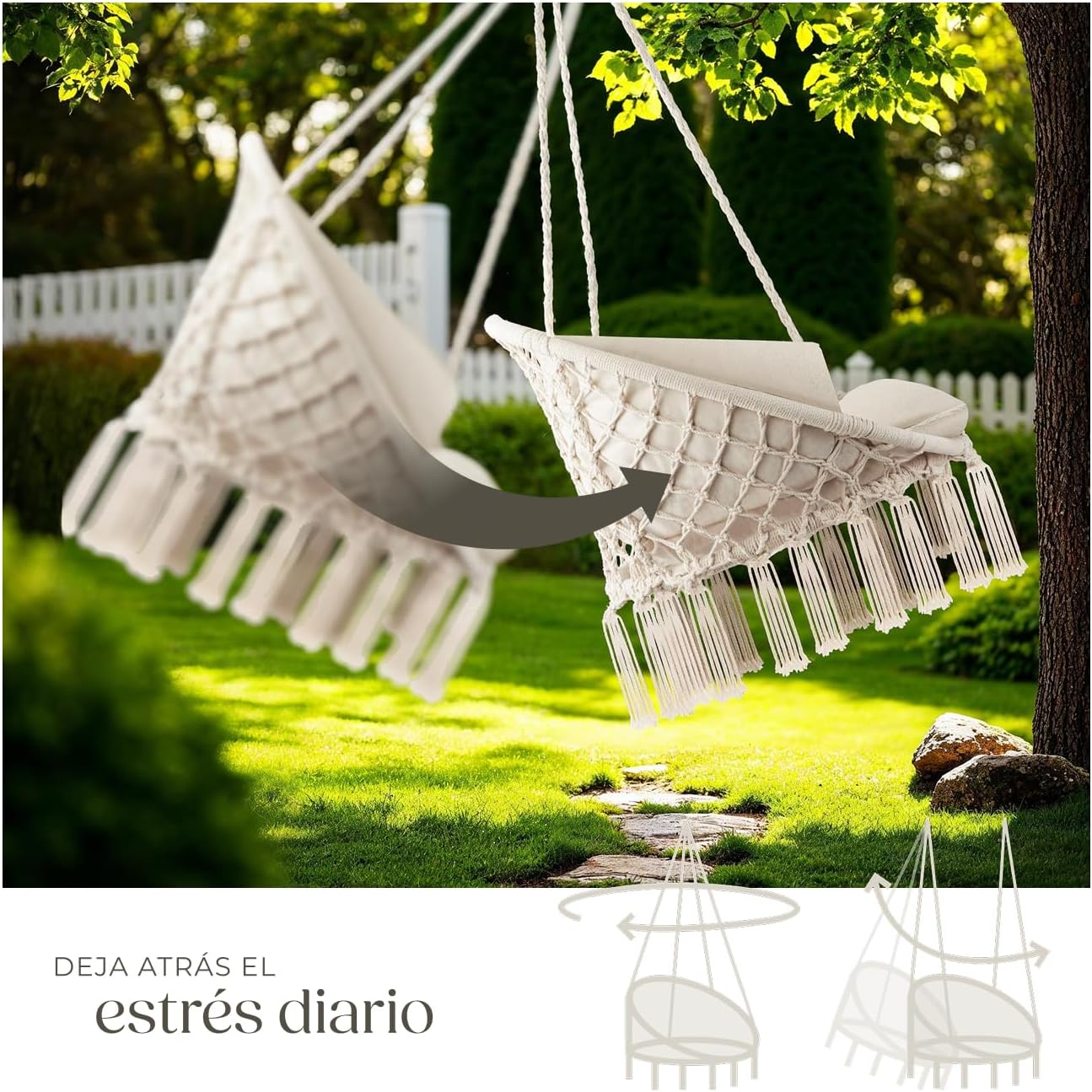 Detalle 2 de tectake® Columpio Jardín Exterior 150 kg