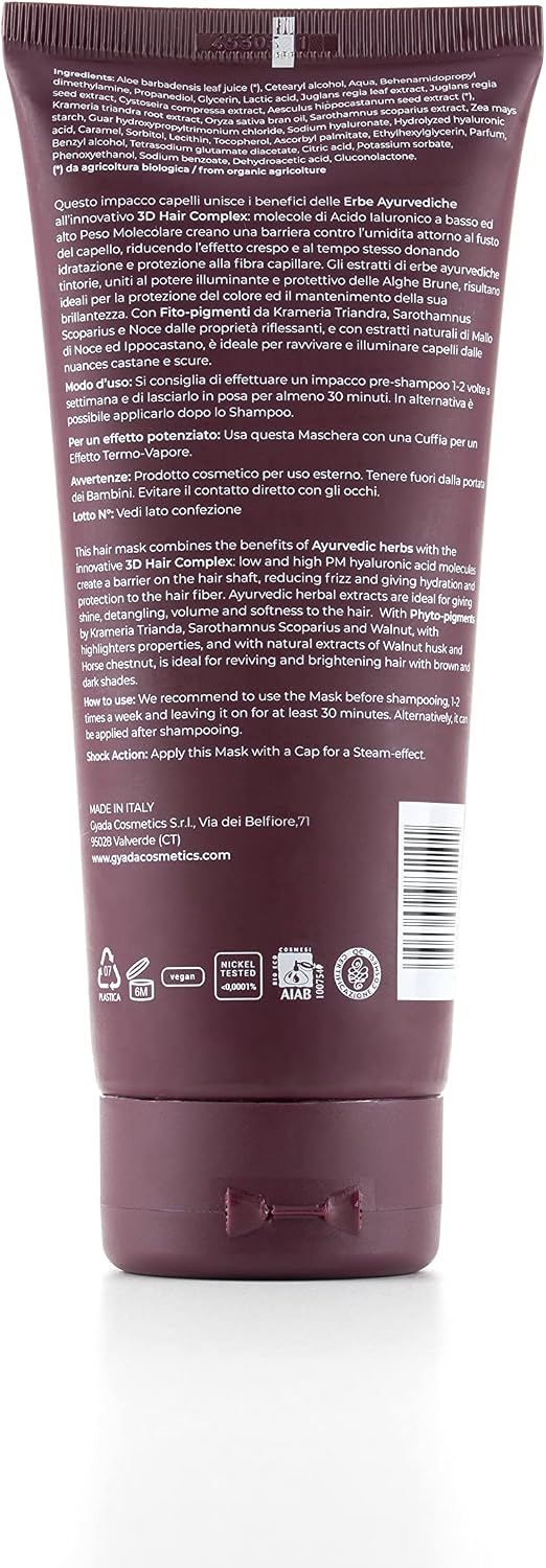 Detalle 2 de GYADA COSMETICS Hyalurvedic Impacco Ayurvico Riflessante Dark Hair – 200 ml