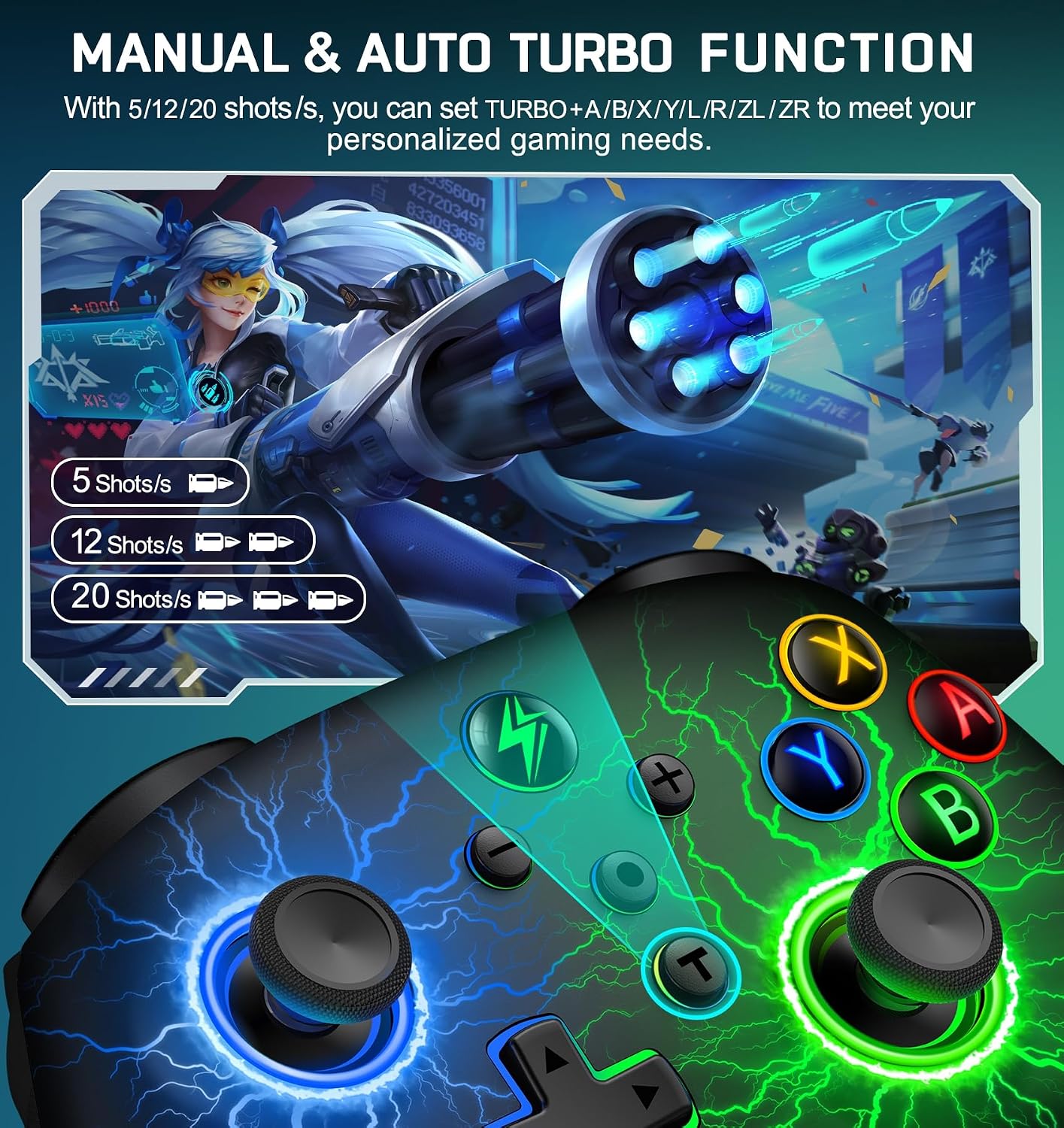 Detalle 2 de HELLCOOL Switch 2 Controller with RGB and Macro
