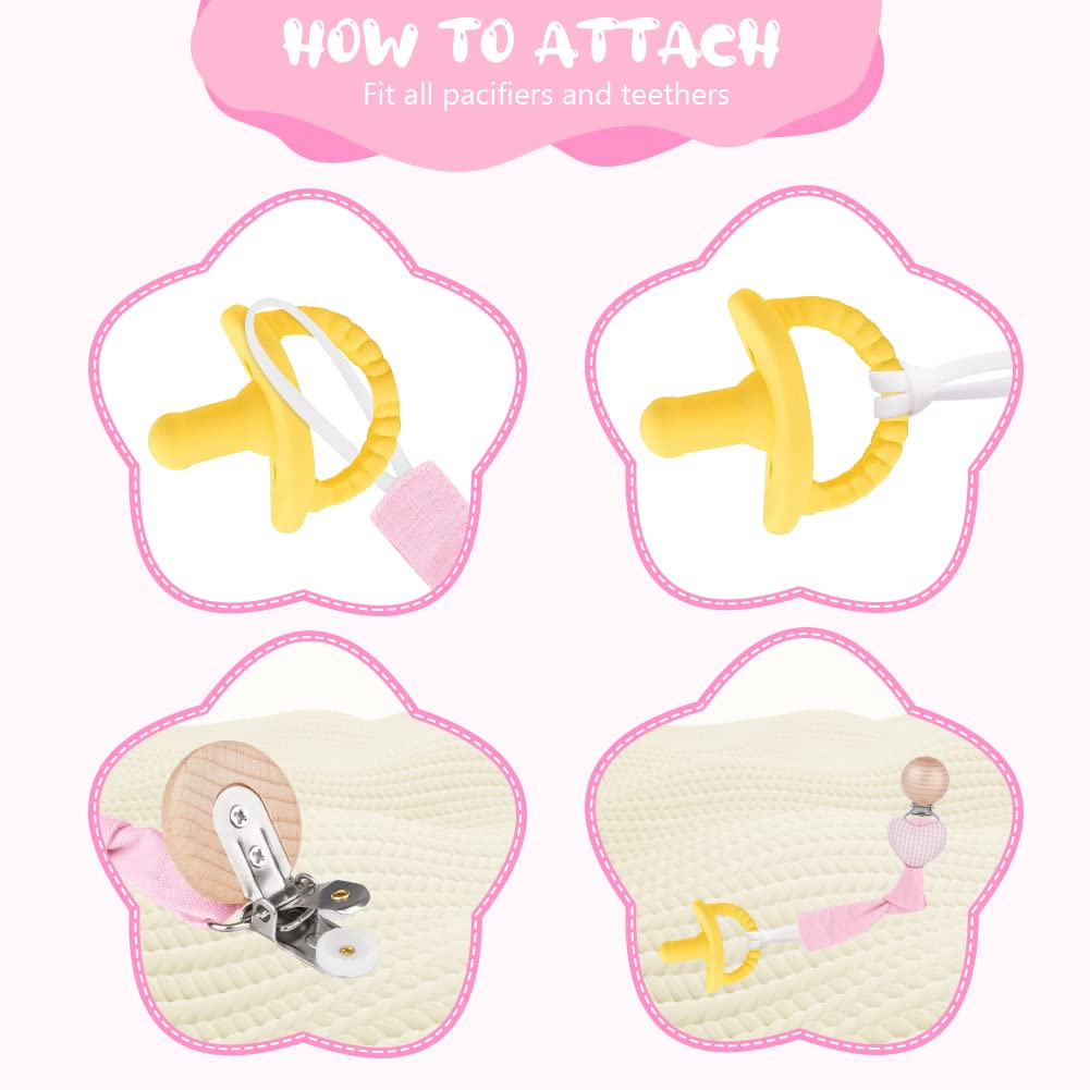 Thumbnail 5 de Vicloon Schnullerkette aus Baumwolle (3er-Set) mit Clip – Stern/Mond/Herz für Baby