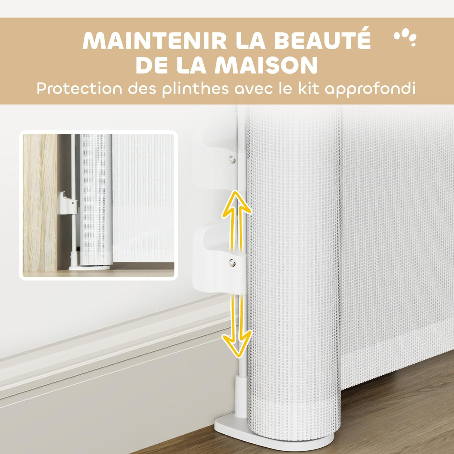 Thumbnail 6 de PawHut barrière de sécurité rétractable pour chien (largeur 149 cm) avec verrouillage automatique