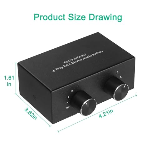 Detalle de UNSTINCER Cinch Audio Switch, 4(2)-In-2(4)-Out, analoger Stereo-Umschalter aus Metall
