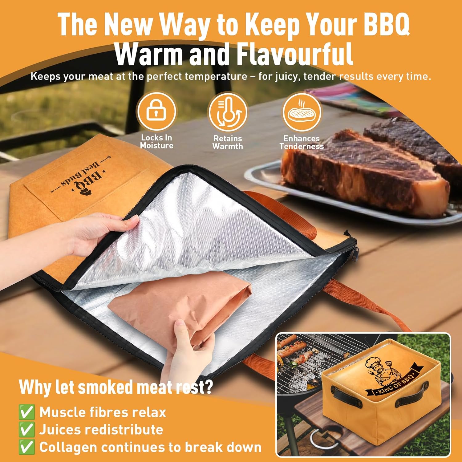 Detalle 2 de KEZKALS BBQ Blanket for Meat Resting: Extra Large Insulated Bag for Big Roasts