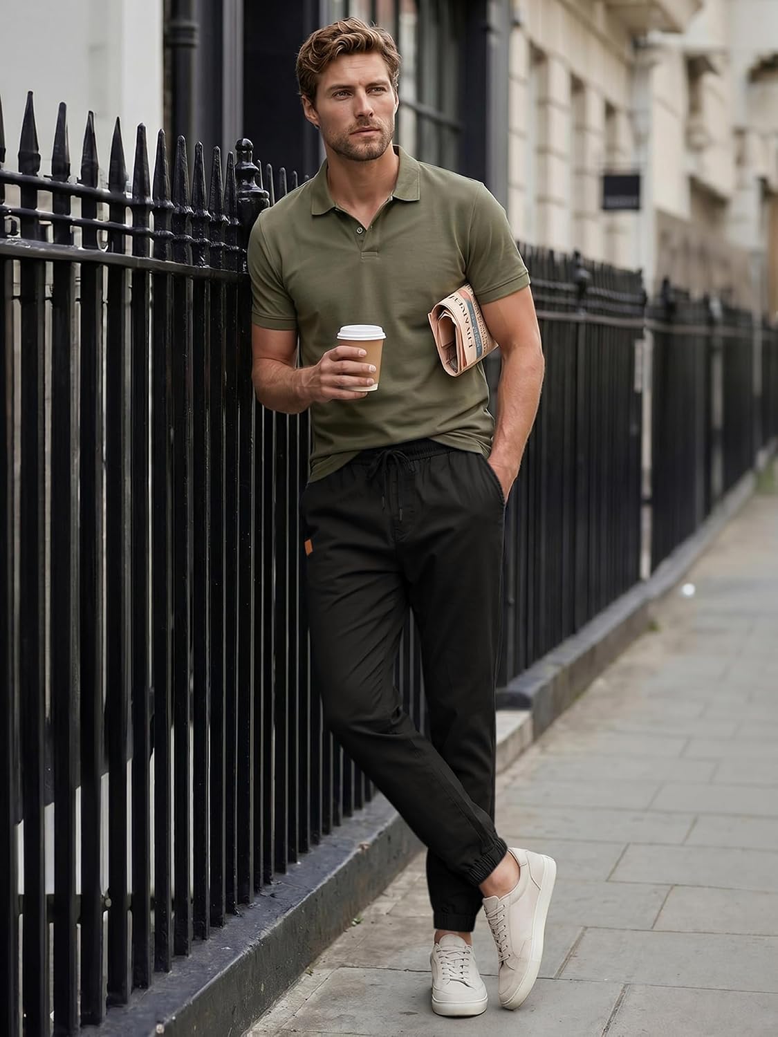 Thumbnail 4 de JMIERR Mens Casual Joggers Cotton Drawstring Pants
