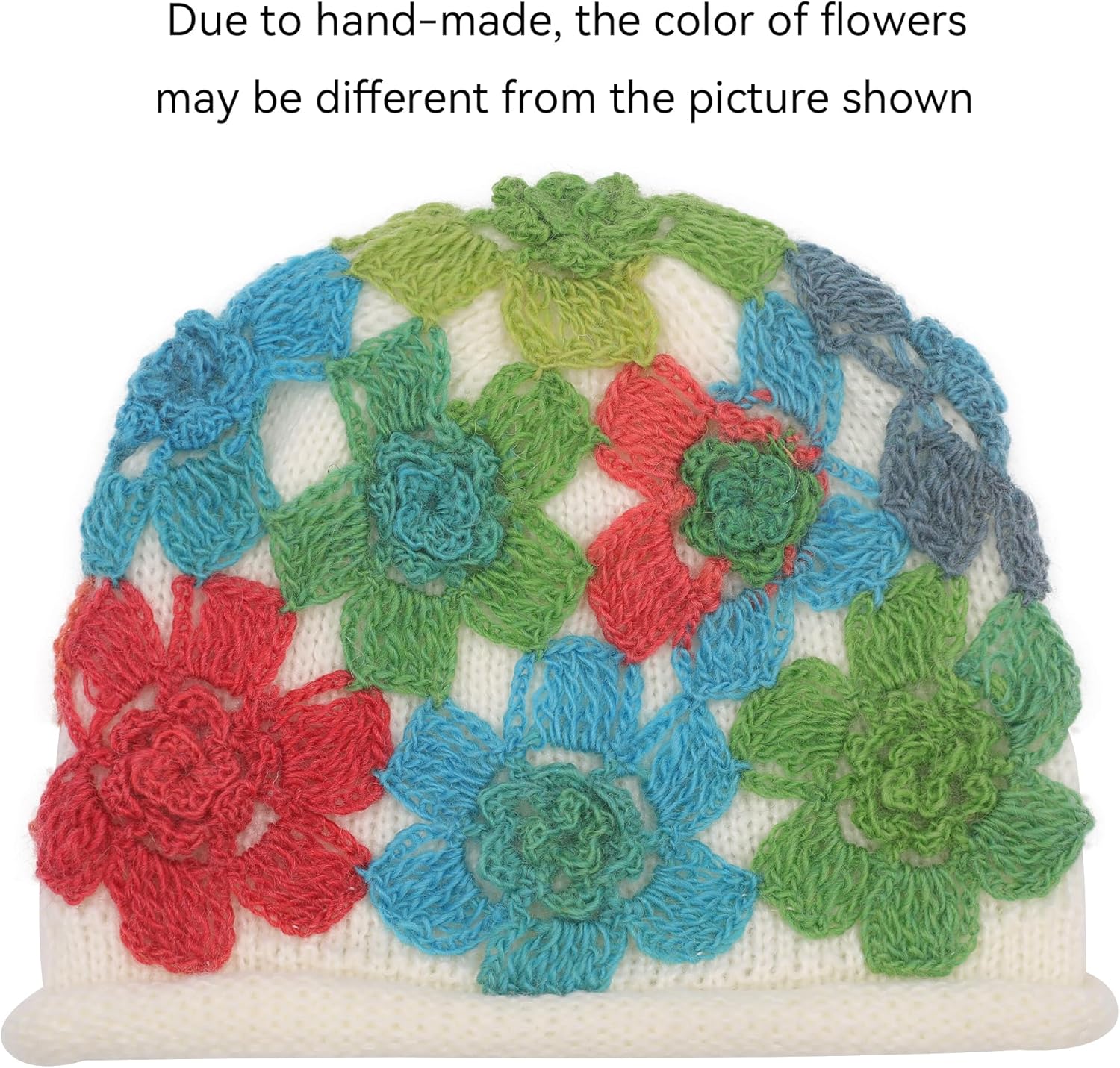 Thumbnail 3 de ZLYC Damen Winter Vintage Woll-Strickmütze Beanie Bowler Hut mit Blumenakzent (Einheitsgröße)