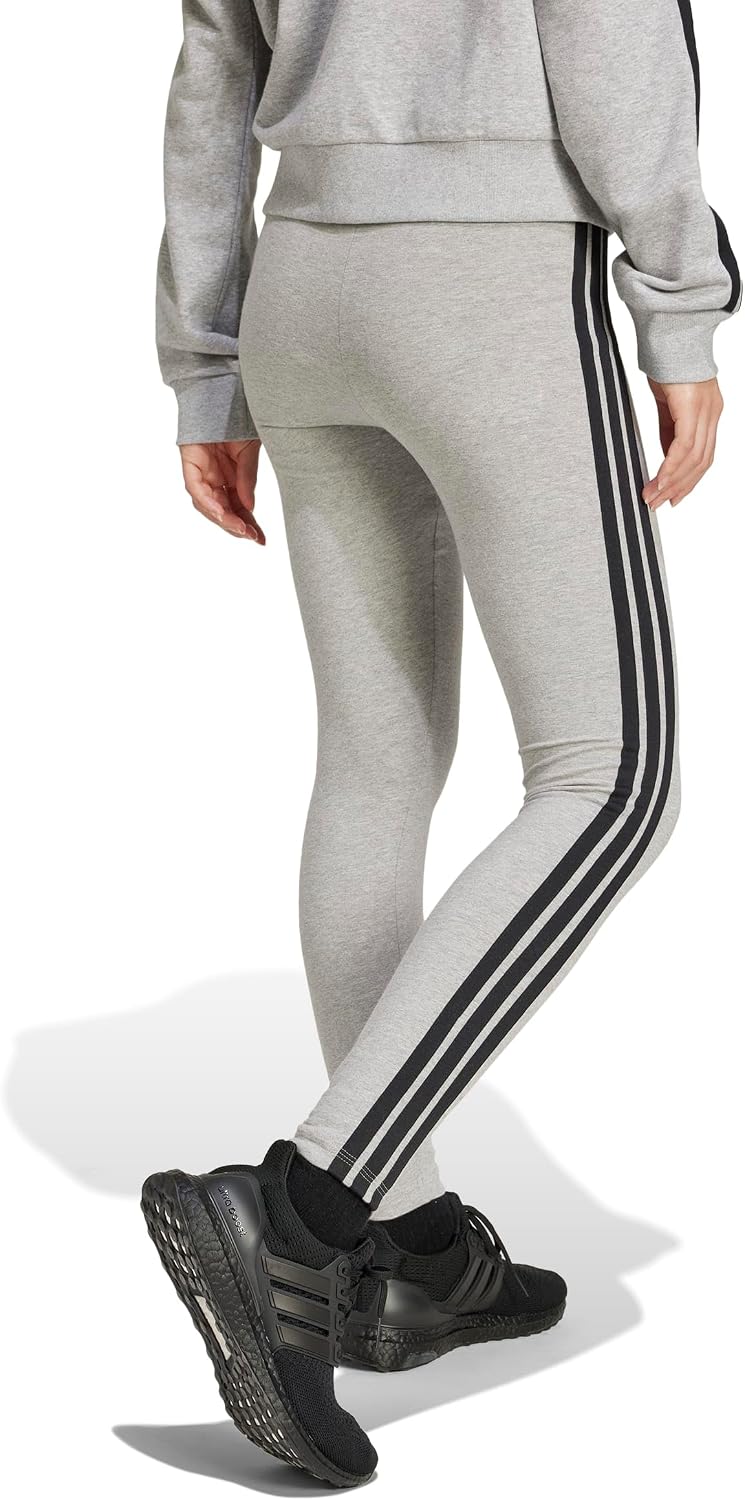 Detalle 2 de adidas Donna Essentials 3-Stripes Cotton Leggings Tights - Grigio medio Heather/nero, M