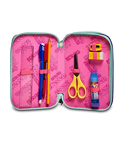 Detalle de Seven Astuccio Scuola Elementare 3 scomparti, Pinkypois Girl – nero/lilla