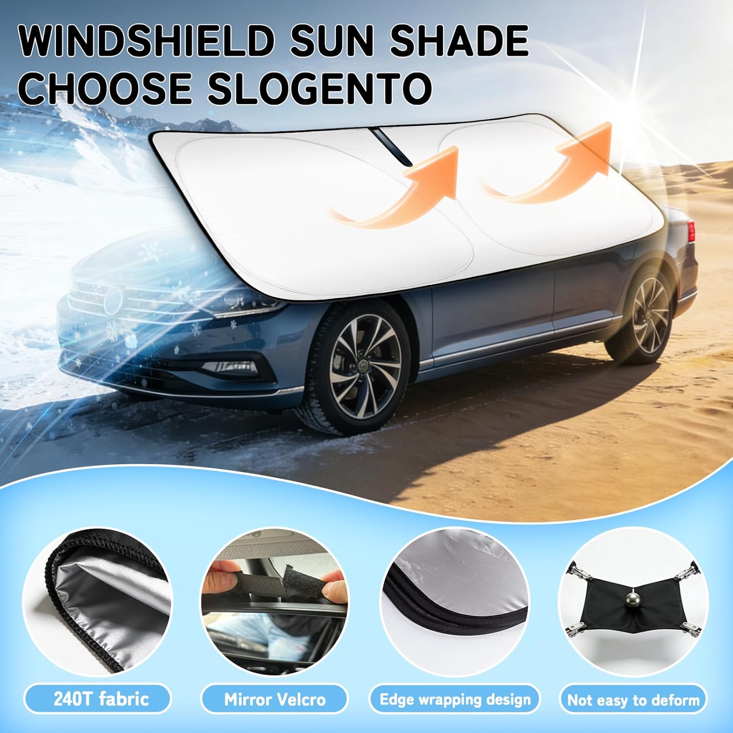 Thumbnail 3 de SLOGENTO Custom Fit Windshield Sun Shade for Mazda CX-30 (2019-2026): Front Window Protection and Heat Reduction