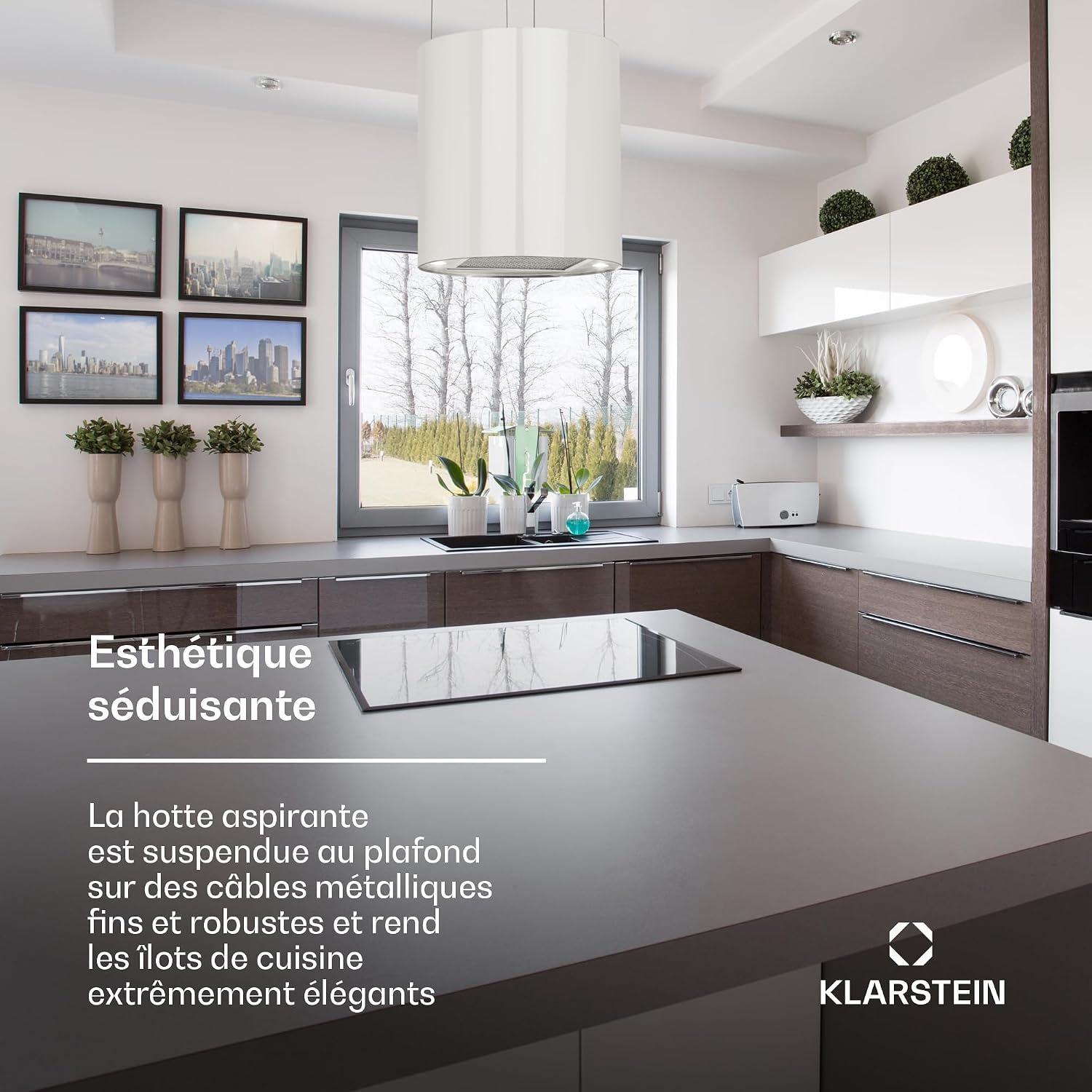Detalle 2 de Klarstein TK15-Barett-WHd Island Cooker Hood with LED Lighting and Carbon Filters