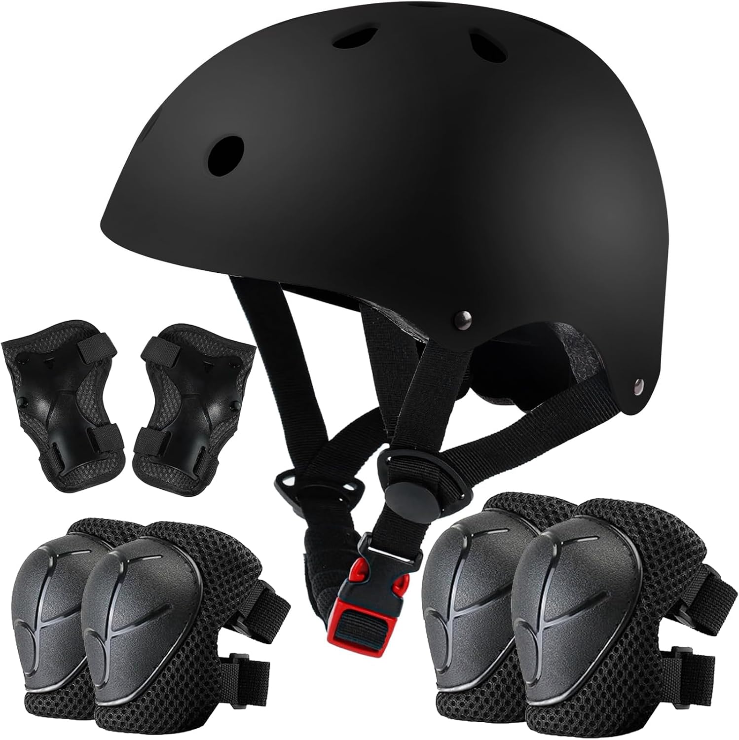 Detalle de Color Gradient Adjustable Kids Bike Helmet & 7-in-1 Protective Gear Set for 3-14 Year-Olds