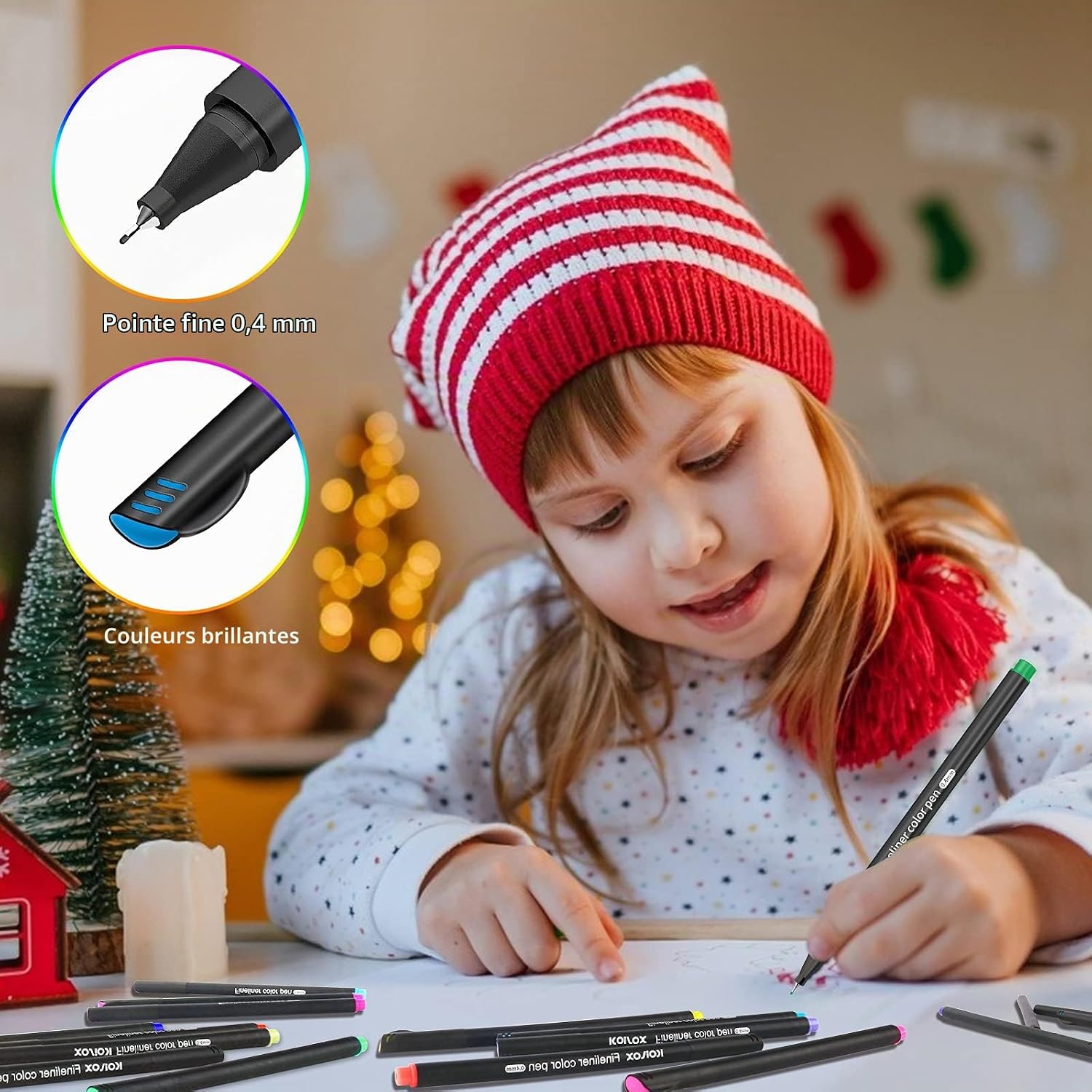 Detalle de Koilox PET-C-36 fineliner set met 36 kleuren en fijne punt van 0,4 mm