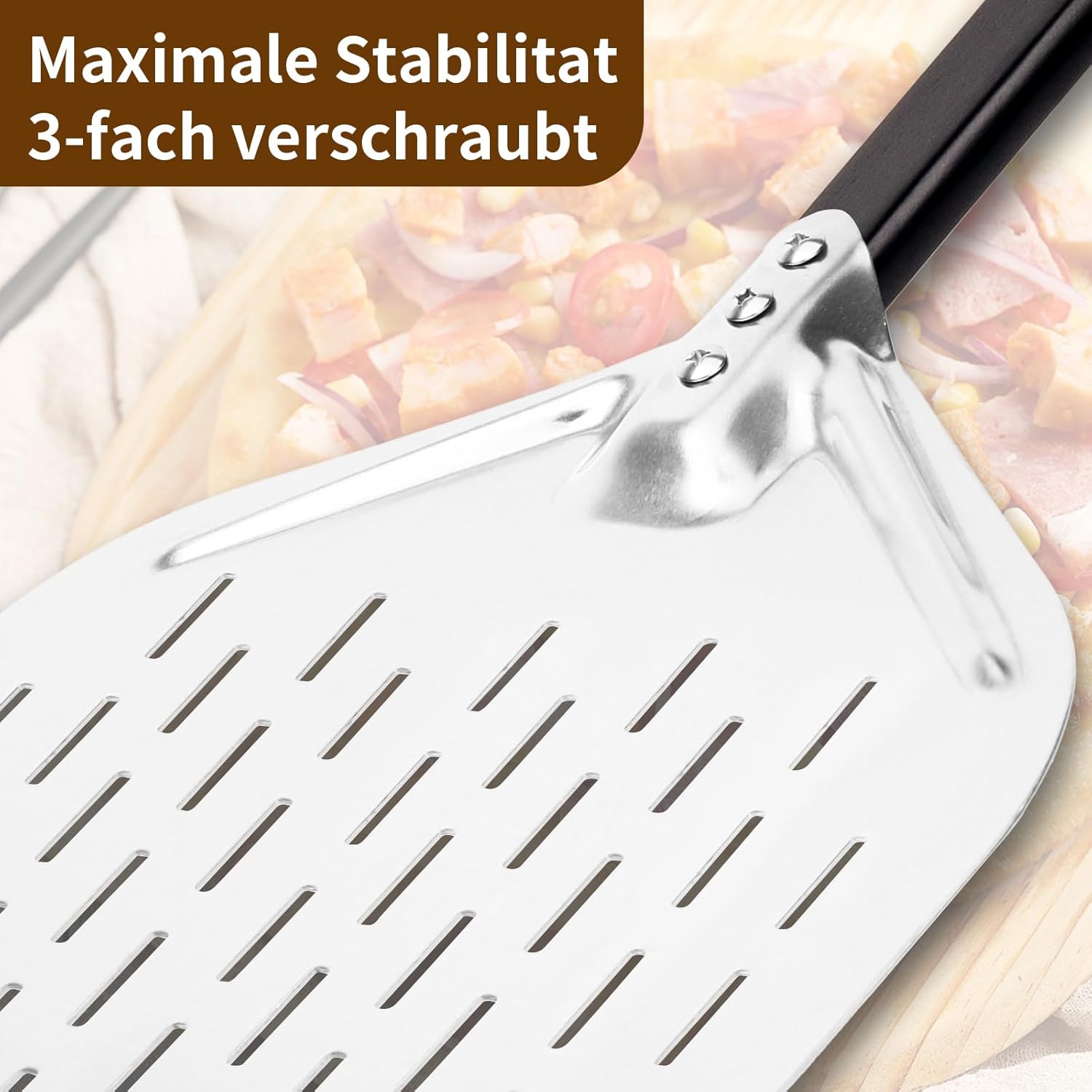Thumbnail 2 de HOUSLUX Pizzaschieber 40 × 30 cm – Große Pizzaschaufel mit Holzgriff und abnehmbarem Griff