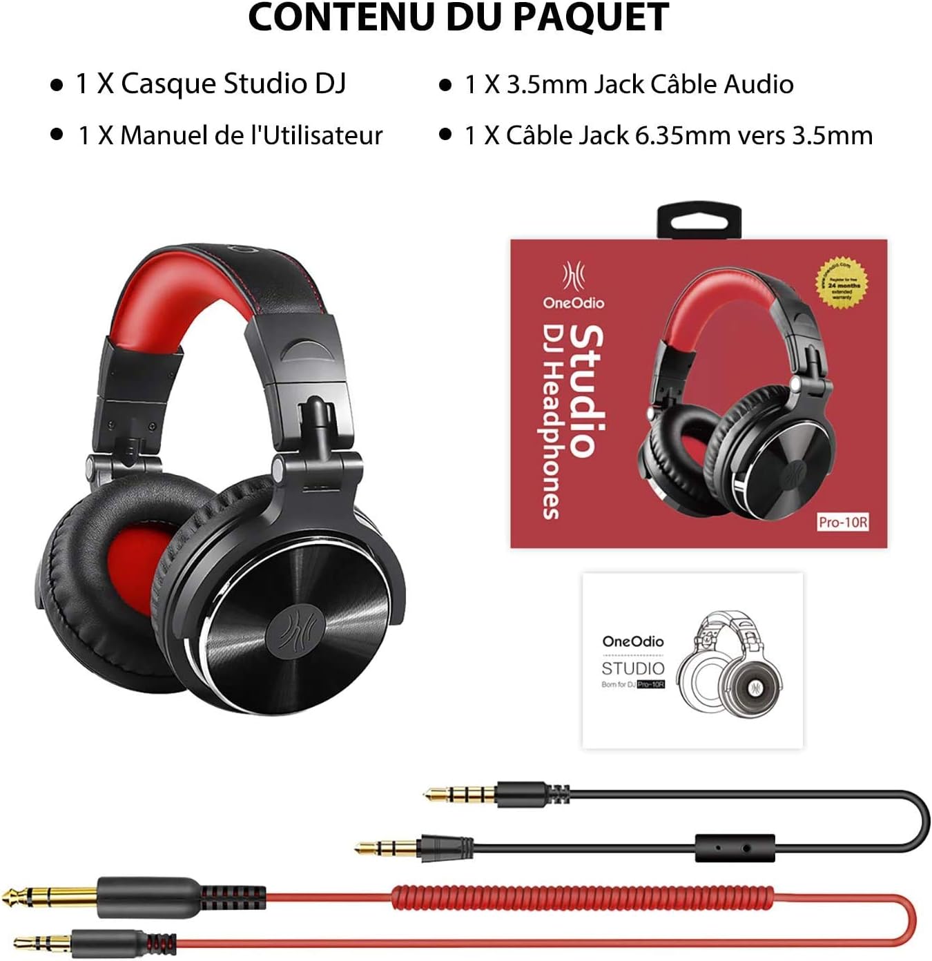 Thumbnail 5 de OneOdio Pro10 bedrade over-earhoofdtelefoon met 50mm-drivers en afneembare kabels