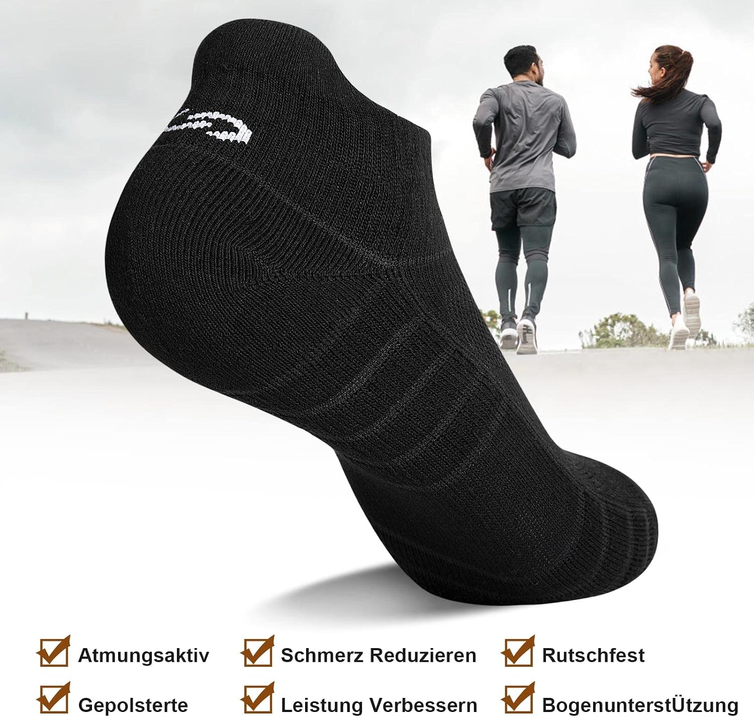 Detalle de anqier 6 Paar Sneaker-Socken für Herren & Damen – atmungsaktive Laufsocken aus Baumwolle, kurz, gepolstert