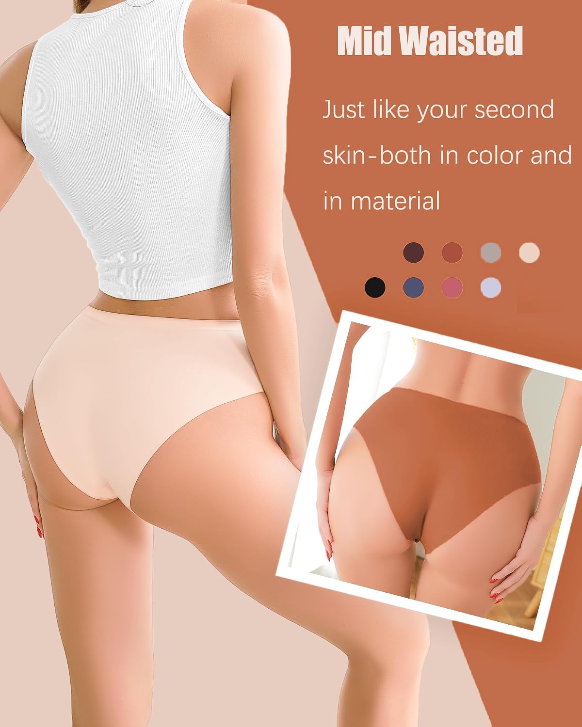 Thumbnail 2 de ALL OF SHE 5 Pack di mutande senza cuciture da donna a vita media (multipack XS-XL)