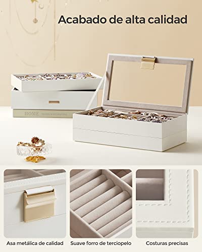 Thumbnail 6 de SONGMICS Caja Joyero Apilable de 4 Capas con Tapa de Cristal Transparente (Colección GISELLA)