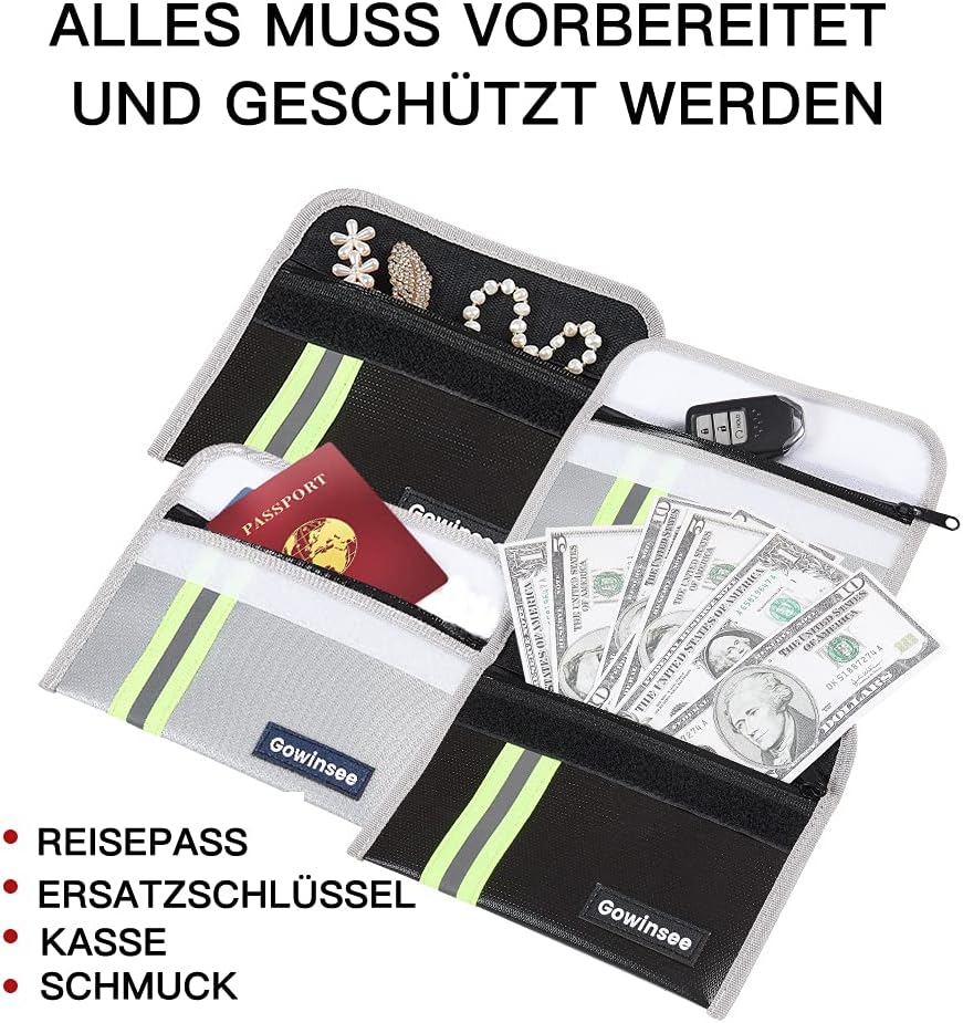 Detalle de 2 Stück Feuerfeste Tasche – Kleine Feuerfeste Geldtasche (12,7 x 20,3 cm, 6500 °F) mit Wasserschutz