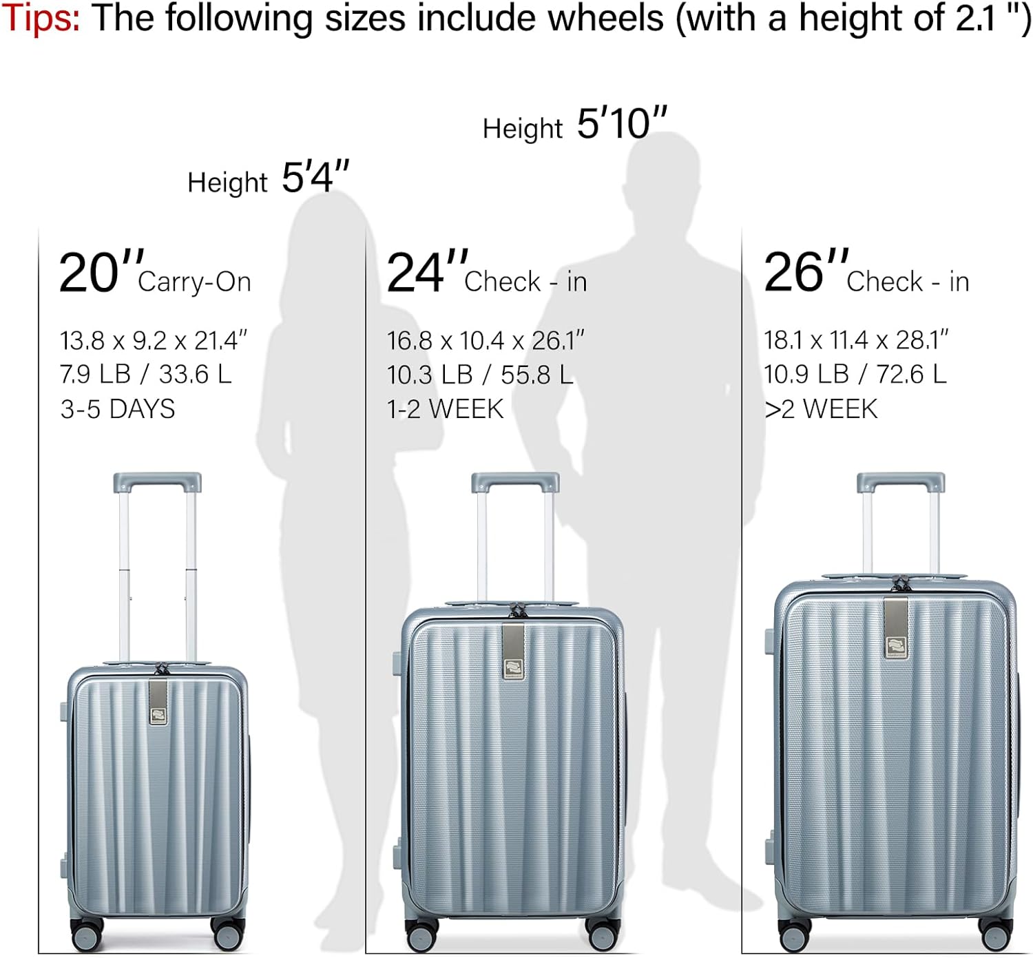 Thumbnail 2 de Hanke 20-Inch Front Opening Cabin Suitcase with Lock, Gray, 4 Dual Spinner Wheels