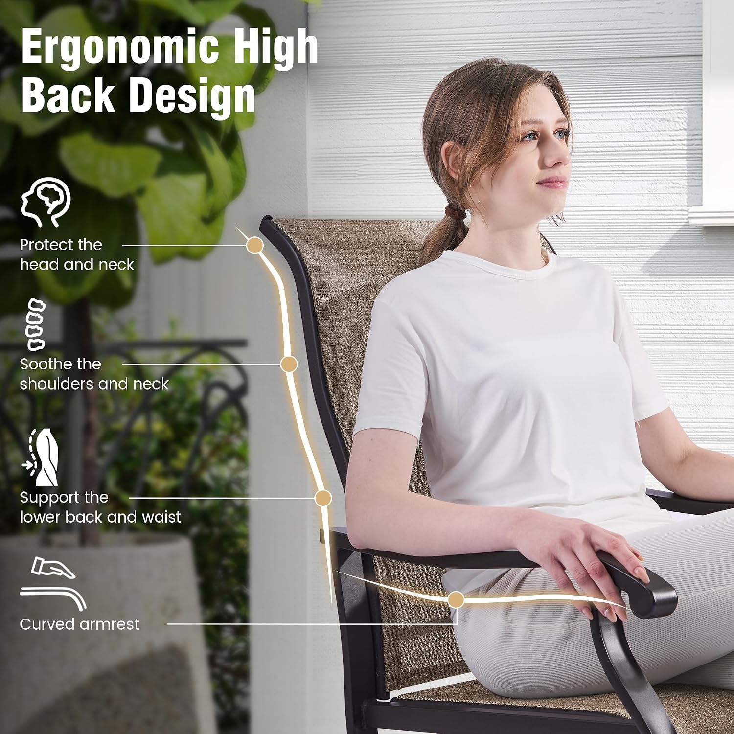 Detalle 1 de Amopatio Patio Swivel Outdoor Dining Chairs, Set of 2, Textilene High Back