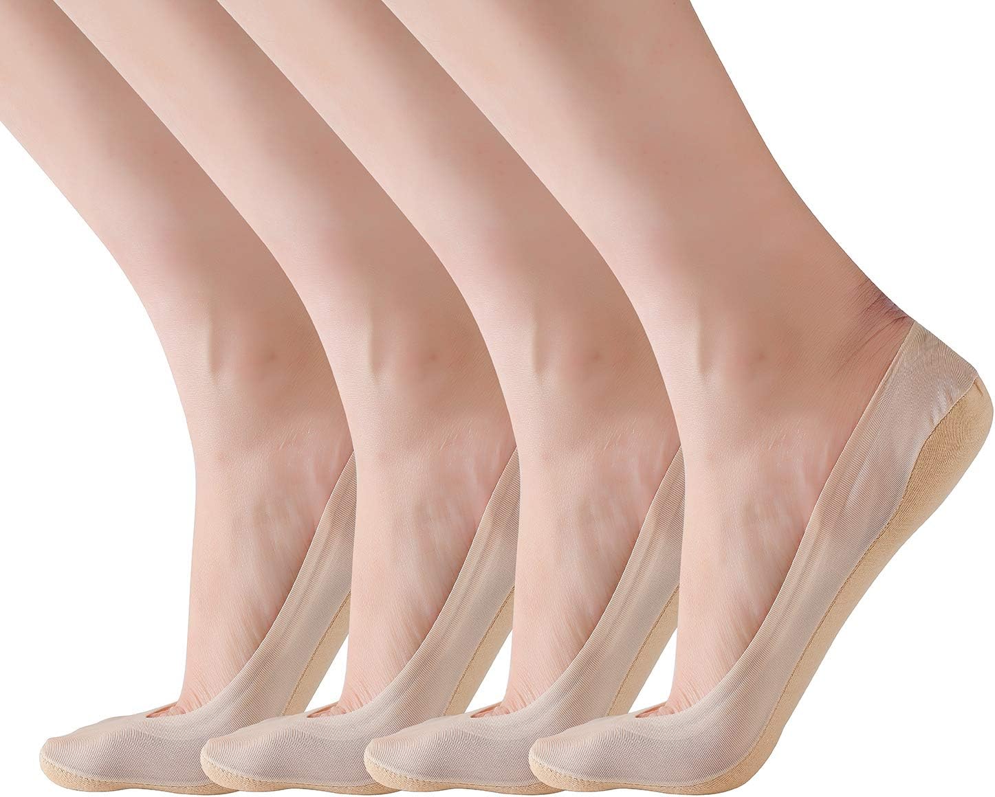 Imagen de RIIQIICHY 4/6 Paia di Calzini Fantasmini Invisibili Donna – Salvascarpa in Cotone/Nylon con Silicone Antiscivolo en OfertitasTOP