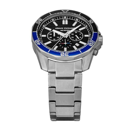 Detalle de Armani Exchange Montre pour Hommes en Acier Inoxydable — Chronographe Quartz, Boîtier 44 mm