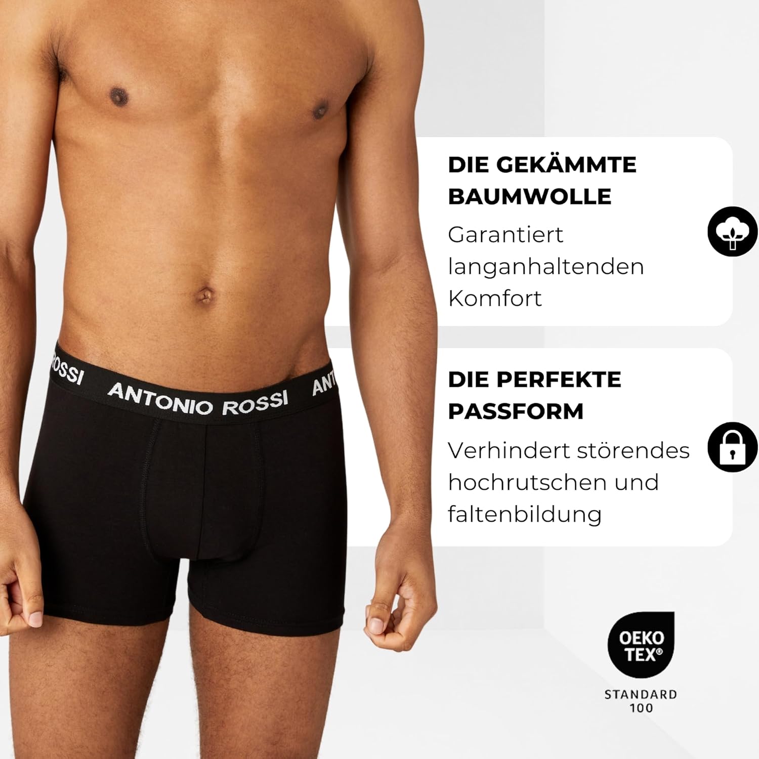 Detalle 2 de Antonio Rossi 12er-Pack Herren-Boxer-Hipster 🩲