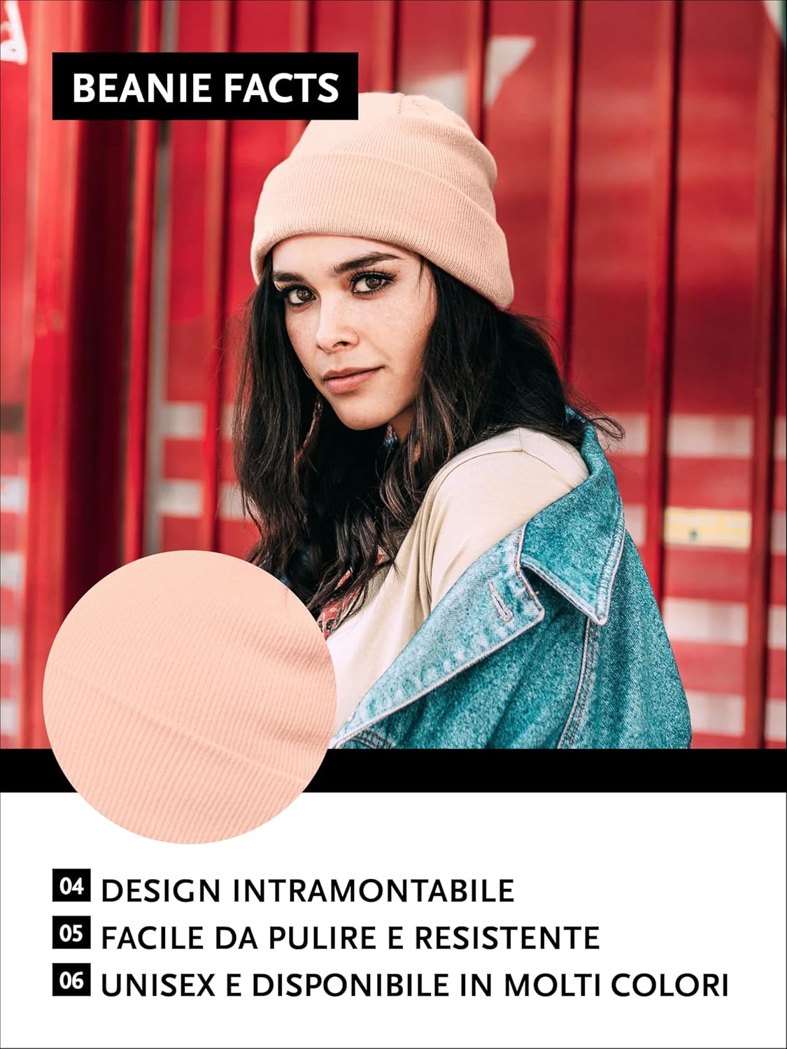 Detalle 2 de Berretto invernale in maglia beanie classico