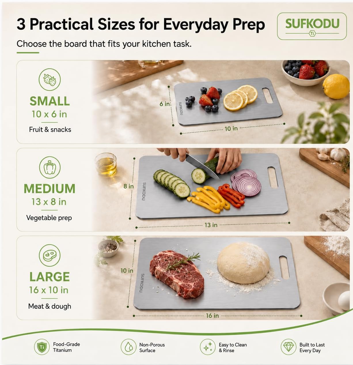 Detalle de Titanium Cutting Board 3-Piece Set