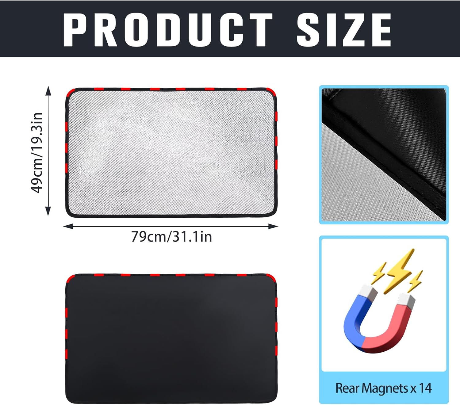 Thumbnail 1 de ZATOOTO magnetischer Sonnenschutz für Auto – Sichtschutzfenster, UV-Schutz, Silber, für Camping