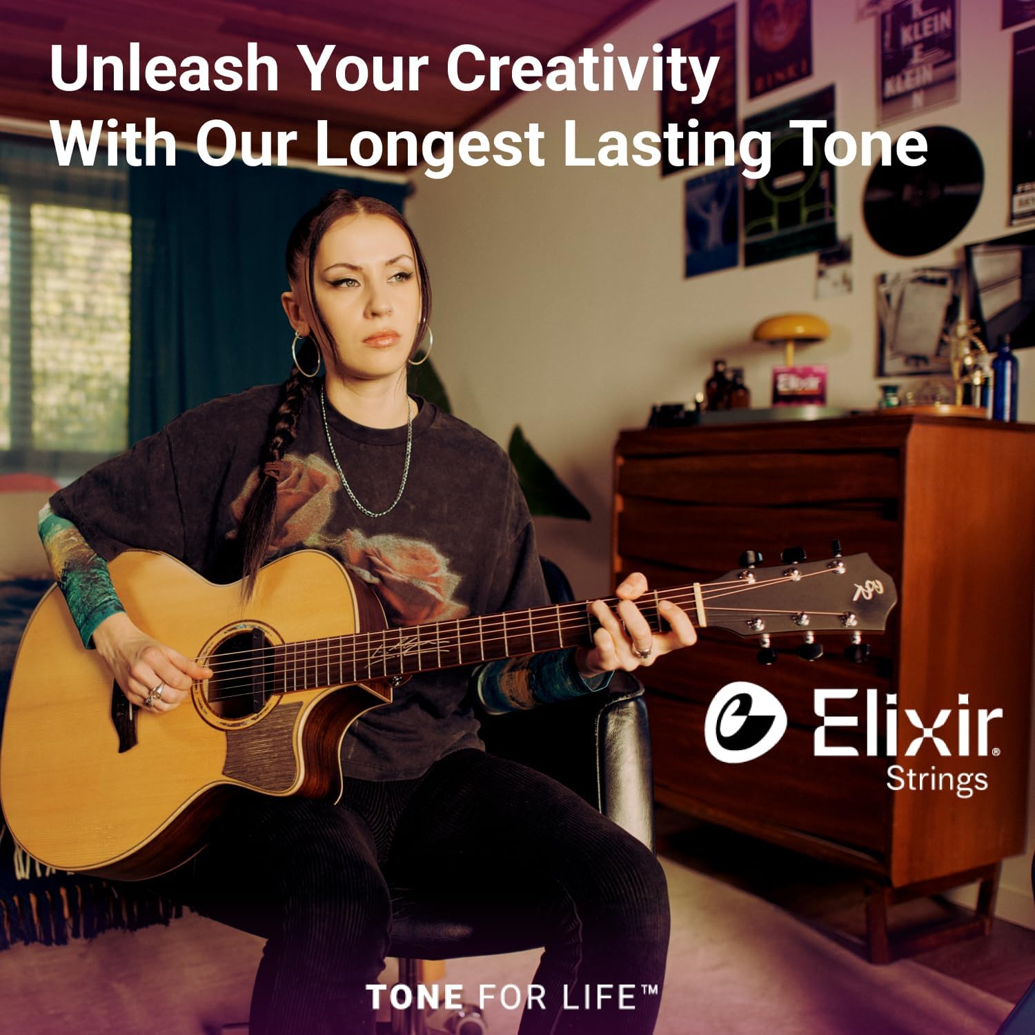 Detalle de Elixir Strings Acoustic Guitar Set — Phosphor Bronze with NANOWEB, Light Gauge 12-53 (6-String)