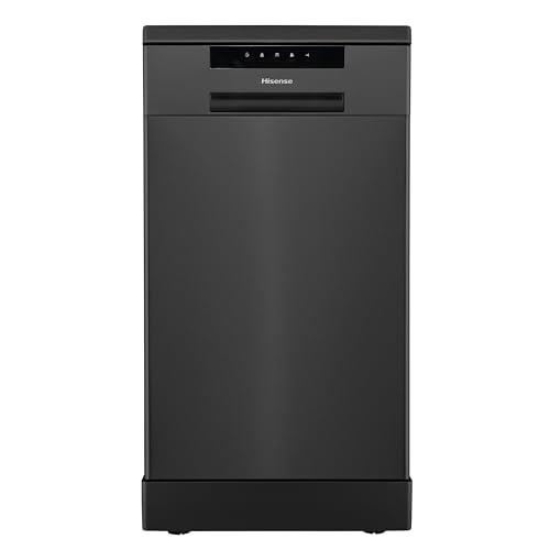 Detalle de Hisense HS523E15BUK Slimline 10-Place Free Standing Dishwasher in Black with 30 Minutes Quick Wash