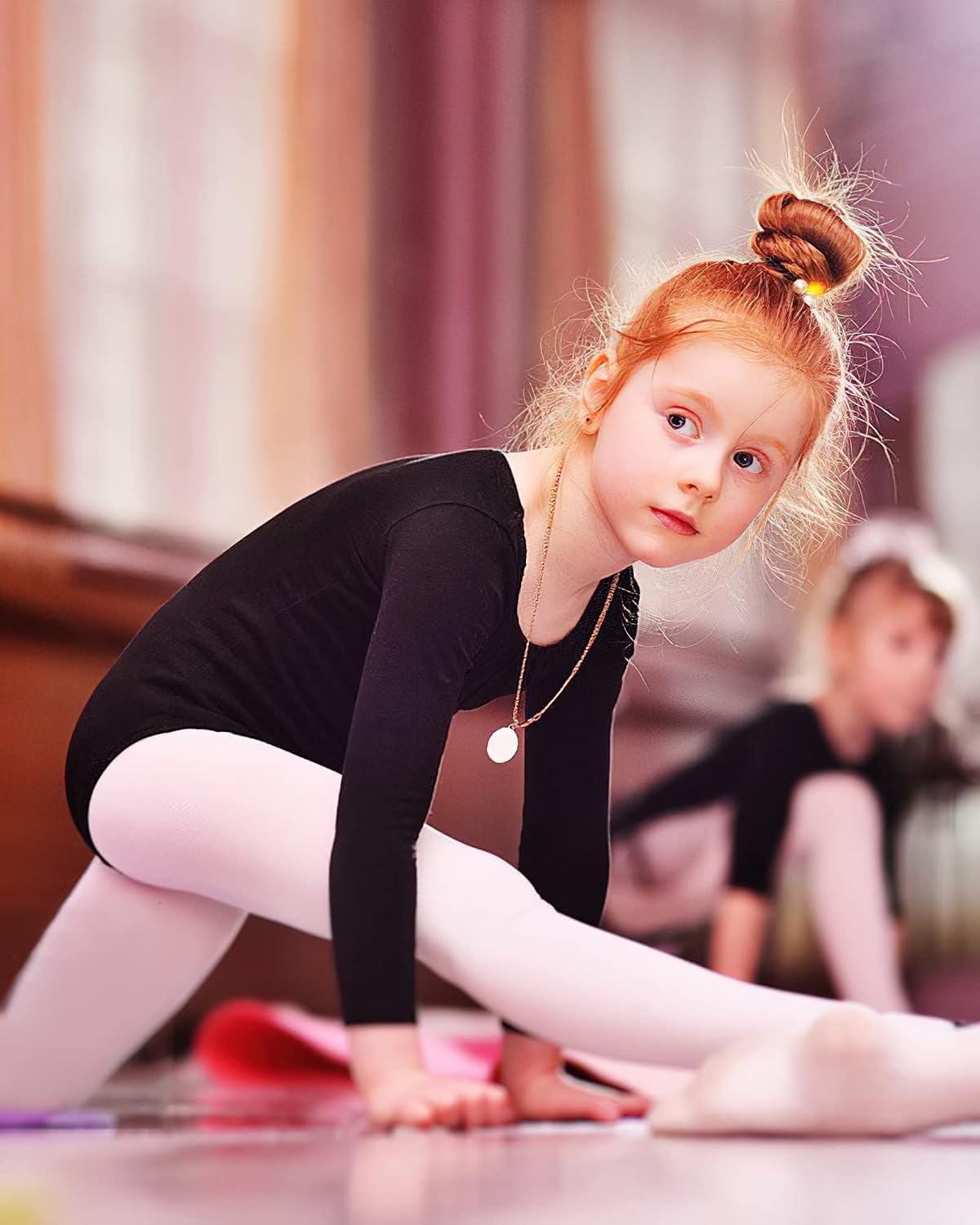 Detalle de STELLE Long Sleeve Ballet Leotard for Girls with Cotton Fabric and Full Lining