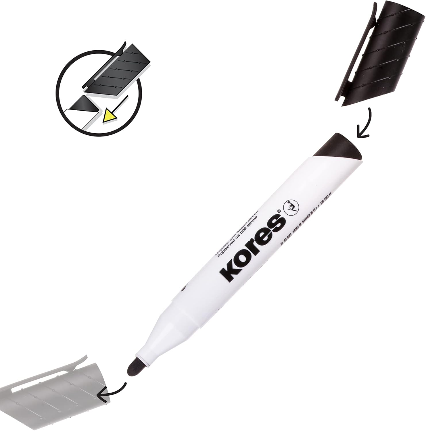 Thumbnail 4 de Kores K-Marker XW1 – Set di pennarelli a punta rotonda per lavagna bianca con inchiostro pulibile a secco, 4 colori + 1 cancellino magnetico