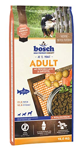Detalle de BOSCH HPC Adult mit frischem Lachs & Kartoffel – 15 kg Hundetrockenfutter für ausgewachsene Hunde aller Rassen