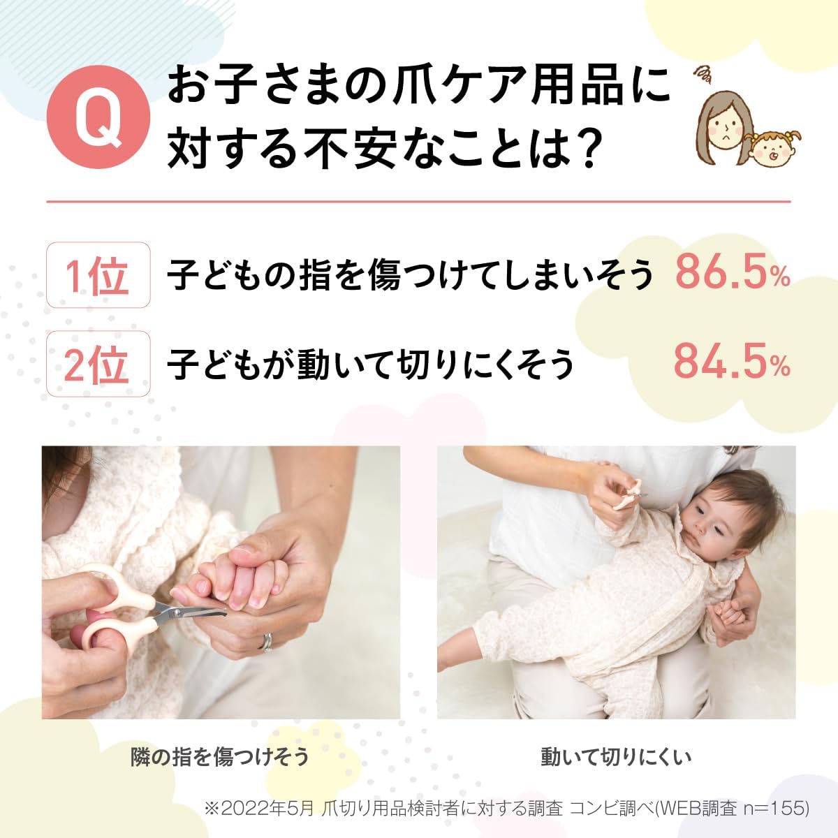 Detalle de コンビ にぎってピタッ ベビー爪切りハサミセット 指固定グッズ・やすり付きキャップ