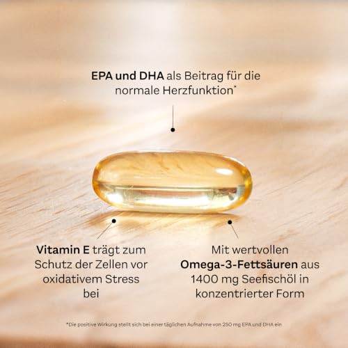 Detalle de Doppelherz Omega-3 1400 – Hochdosiertes Seefischöl-Nahrungsergänzungsmittel mit Vitamin E