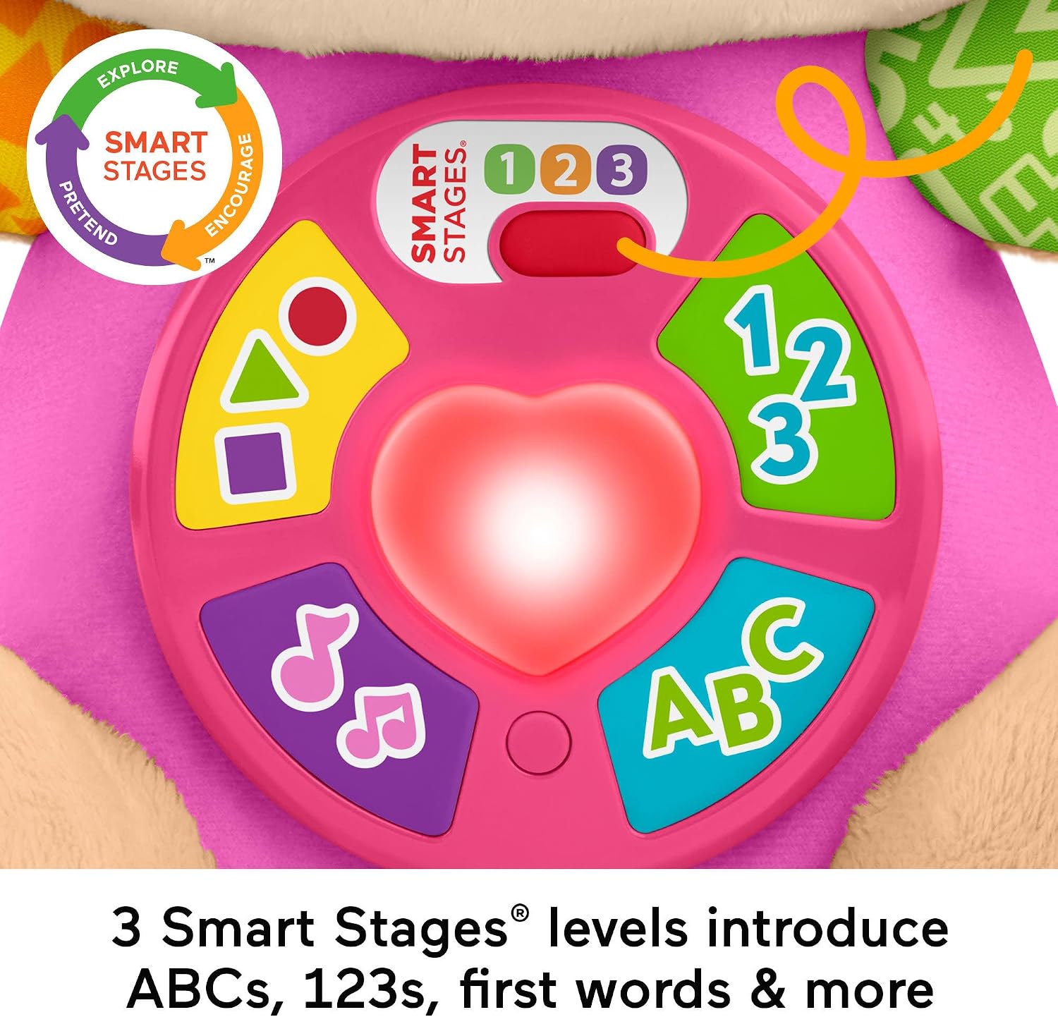 Thumbnail 2 de Fisher-Price Sis Pink Smart Stages Plush: Multilingual Learning Toy for infants 6+ months
