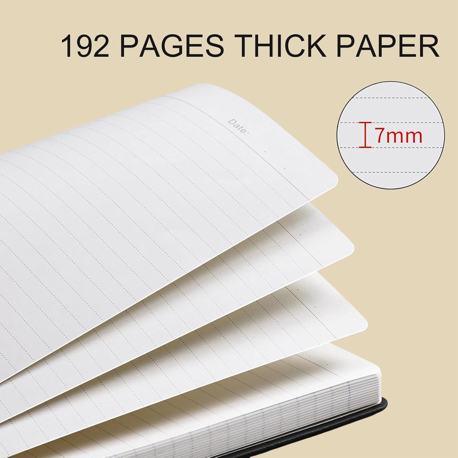 Detalle de XLOXFU Lined Notebook A5 Journal: 192 pages, PU Leather, 7mm ruling