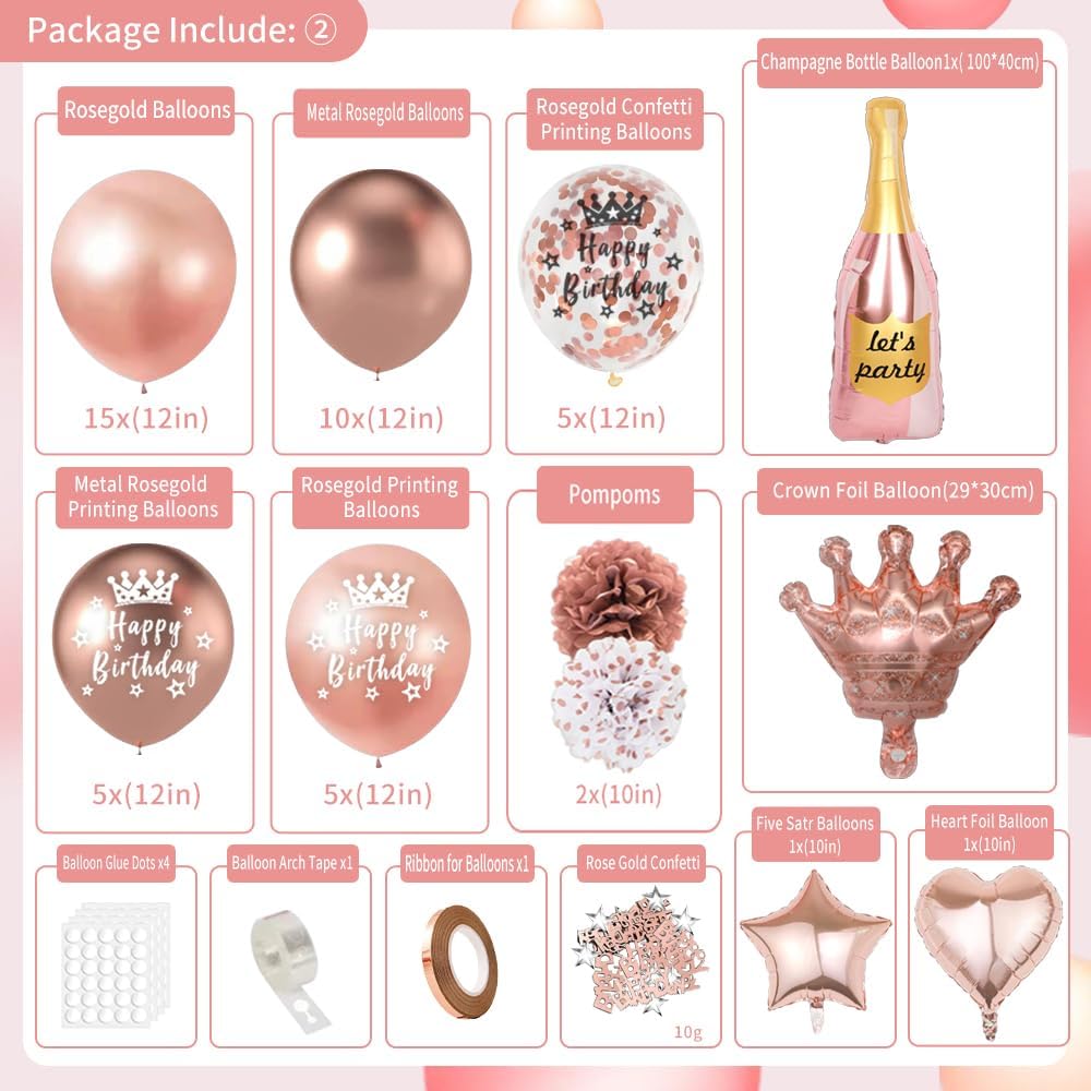 Thumbnail 2 de Rose Gold Birthday Decorations party set 🎉