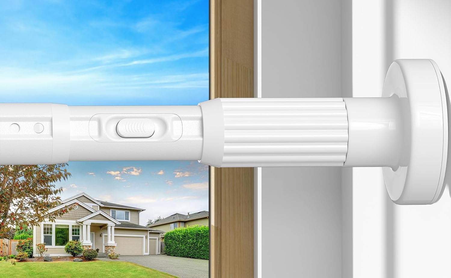 Detalle de ZipGlo 2 Adjustable Shower Curtain Rod, 41–126 Inches, White