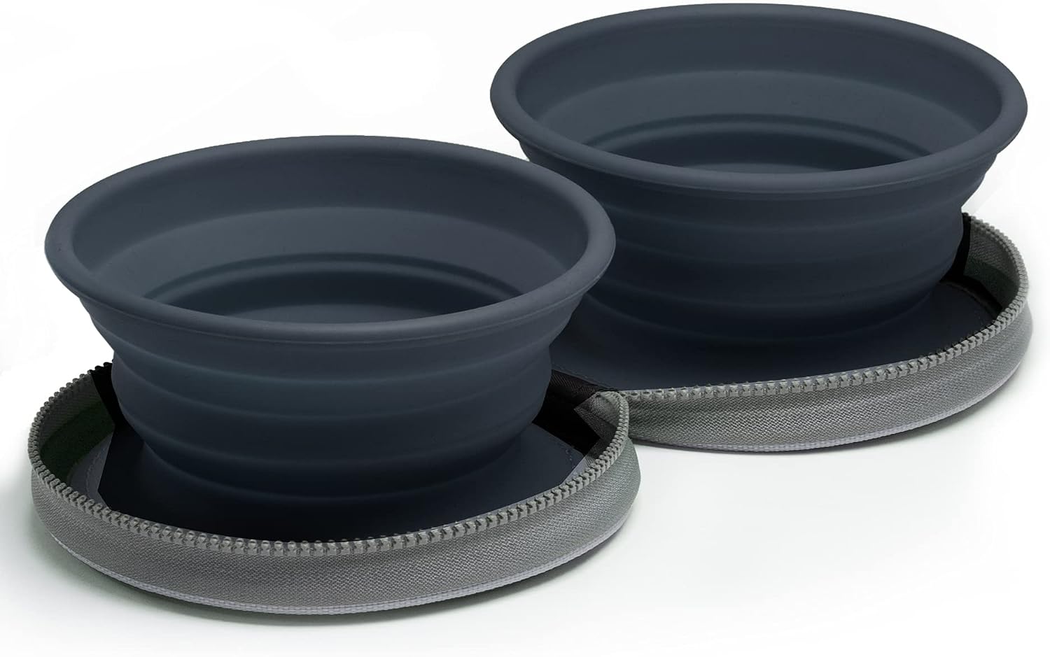 Detalle de Colapz Collapsible Dog Bowls with Travel Case – Foldable Silicone Bowls for Travel, Camping and Hiking (Charcoal Grey)
