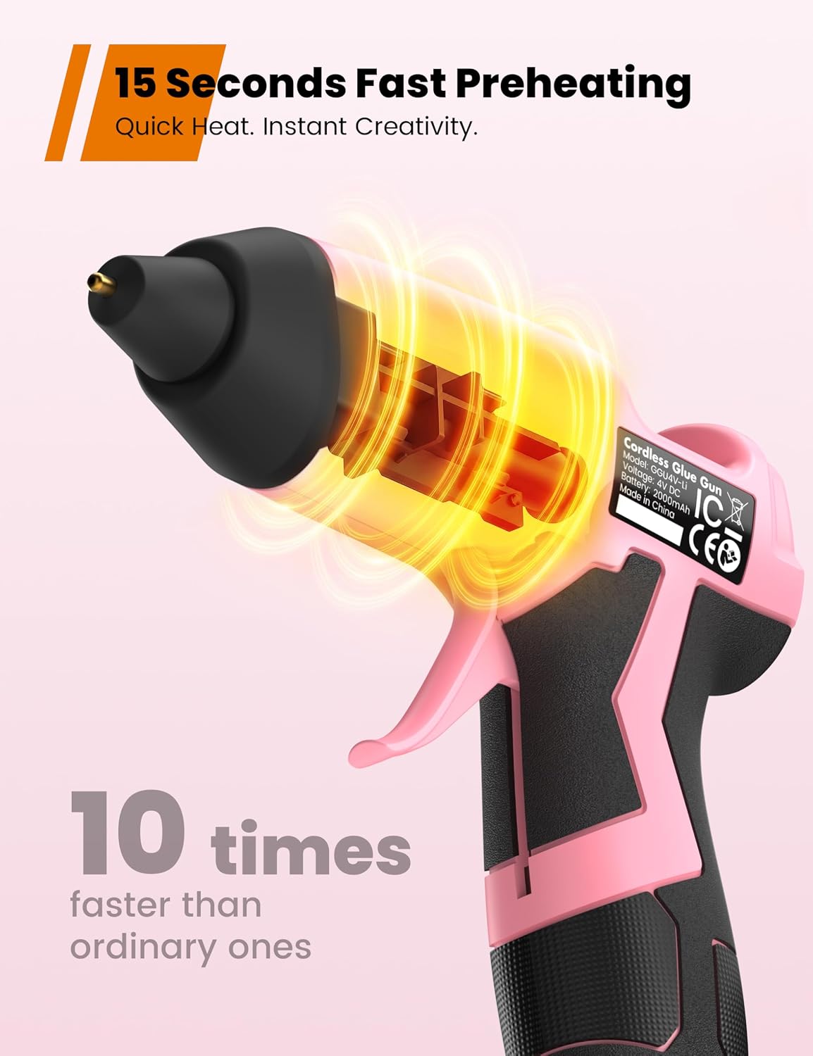 Detalle 2 de GoGonova GGU4-Li Cordless Hot Glue Gun Kit, 2Ah Battery, 25 Mini Sticks
