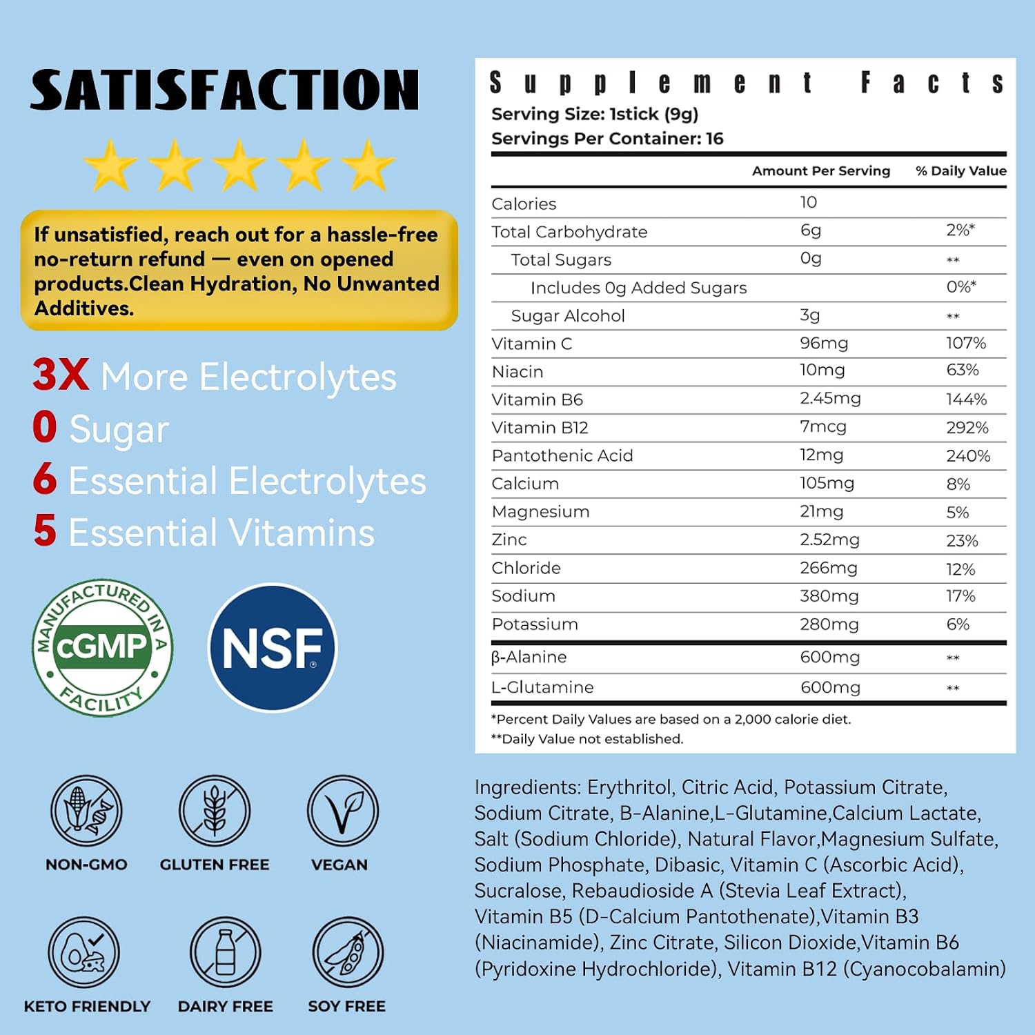 Detalle de Zwrhealth Electrolyte Powder Packets, Sugar-Free Mix with 4 Flavors
