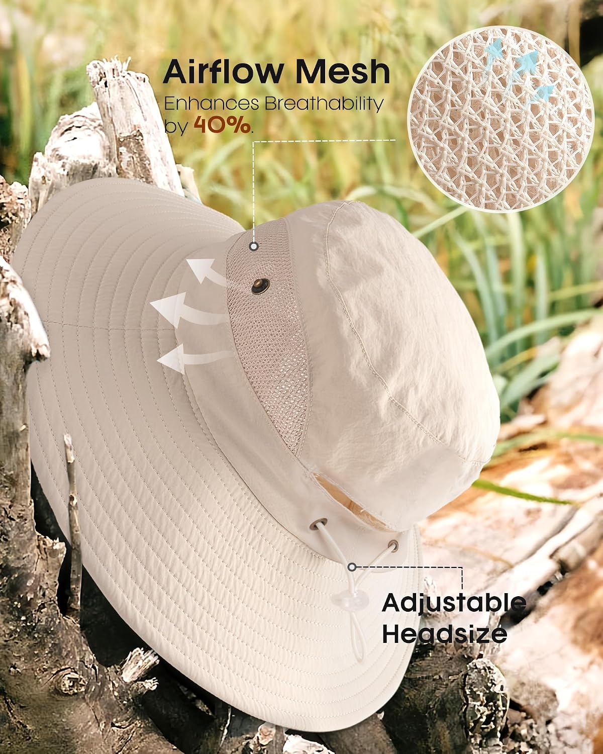 Thumbnail 6 de FURTALK Women's Sun Hat with Ponytail Hole: Wide Brim UV Protection for Beach, Hiking, and Outdoor Adventures