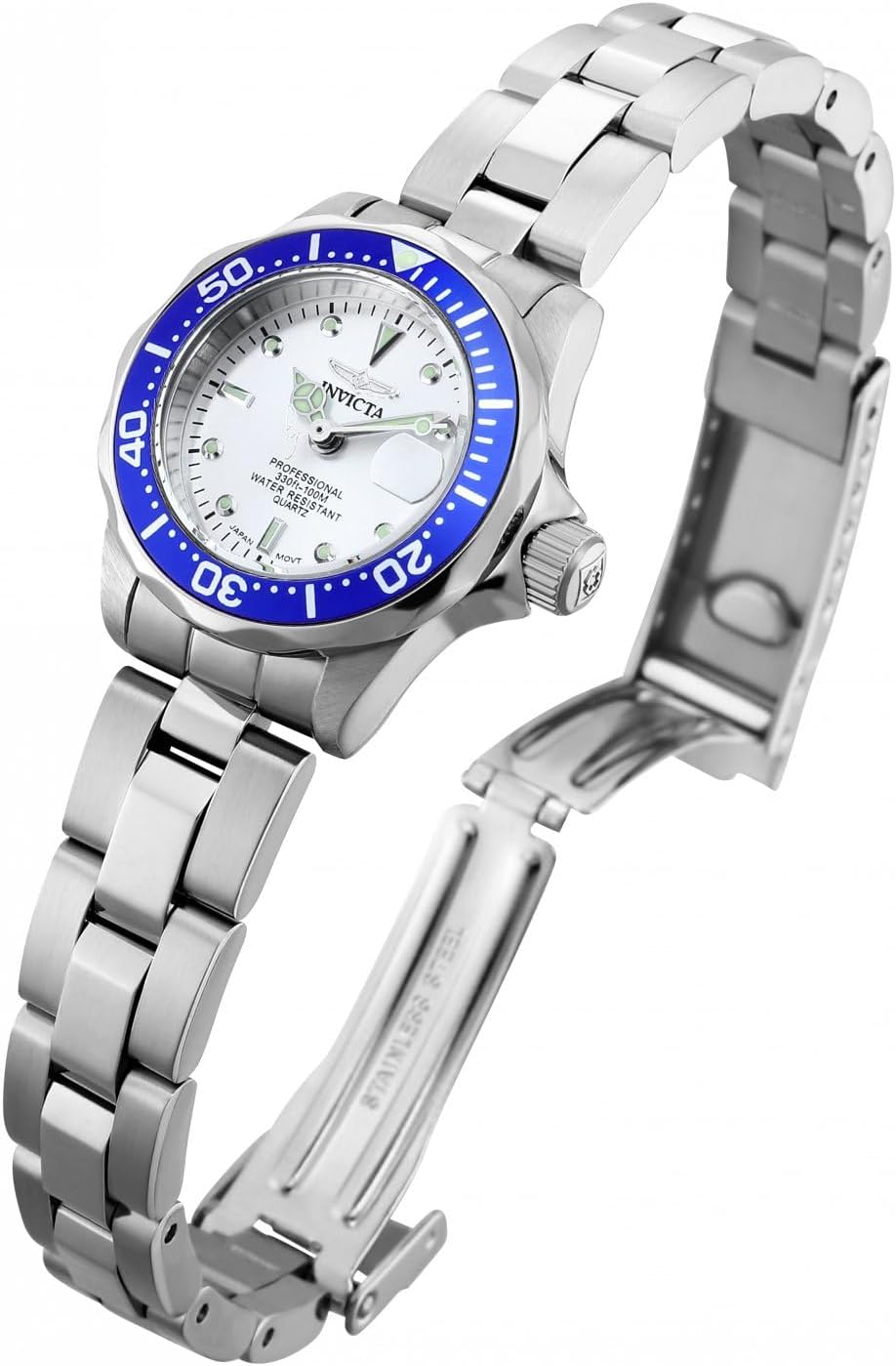Detalle de Invicta Pro Diver Montre Femme 24 mm – Quartz, Acier Inoxydable, Cadran Argent