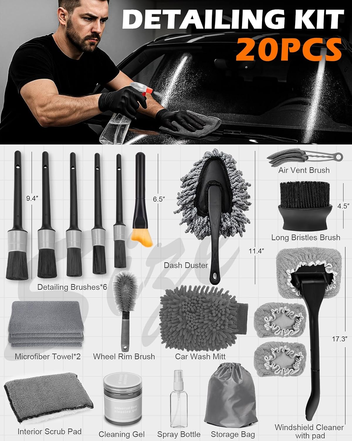 Detalle de Viewmax car interior cleaning kit, 20-piece